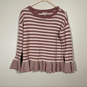 LOFT Outlet Stripe Peplum Bell Sleeve Sweater